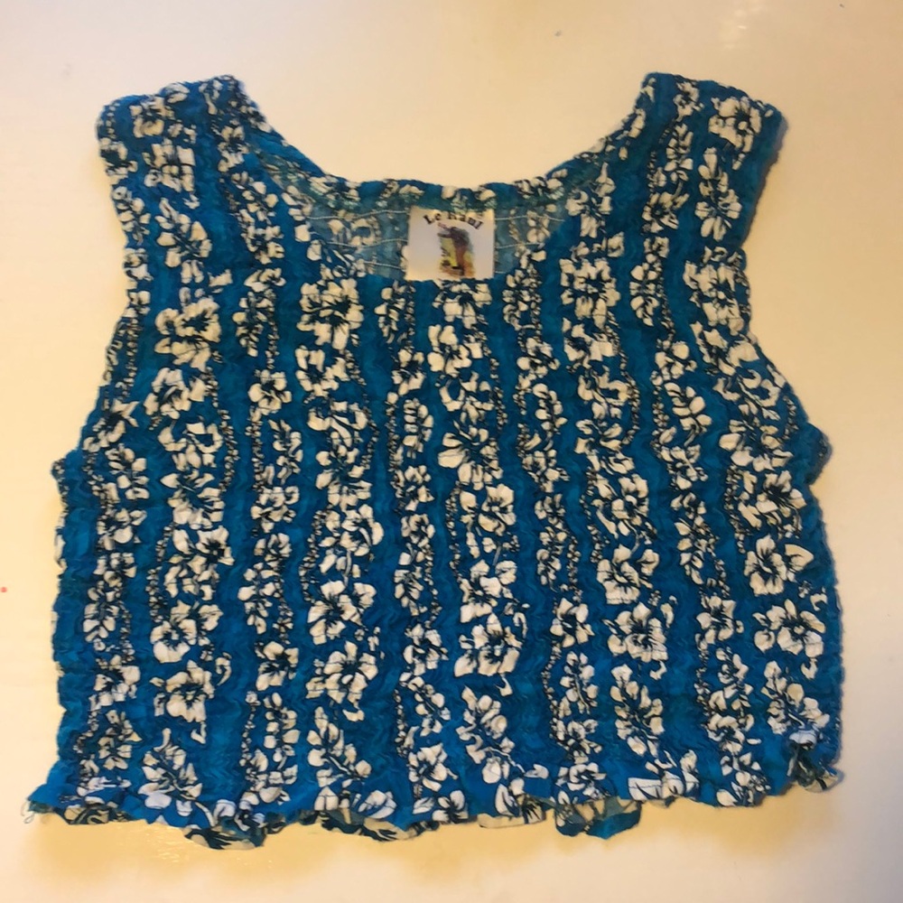 Smocked Hibiscus print cropped tank